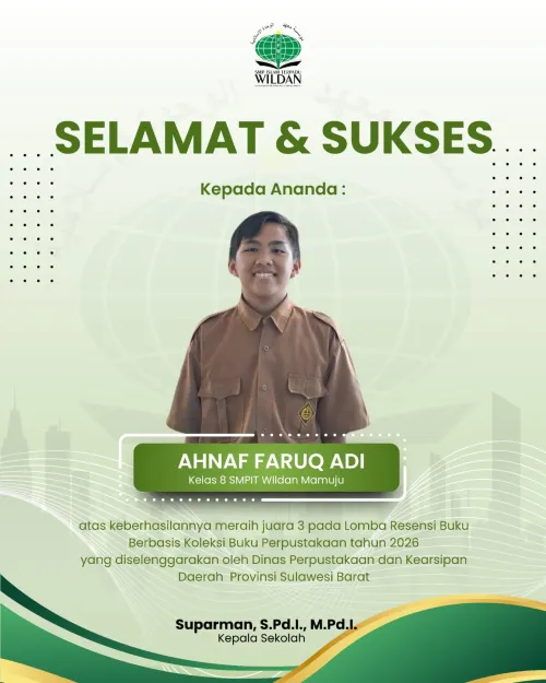 Siswa SMPIT Wildan raih juara 3 Lomba Resensi Buku Provinsi Sulawesi Barat 2026